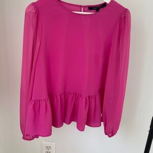 French Connection Wild Rosa Pink plum chiffon blouse top Small